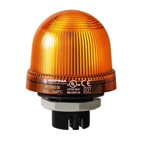 816.300.55 Werma  LED Beacon 816  24vDC/AC iø37 2:AMBER Permanent IP65 iø37 Panel Mounting